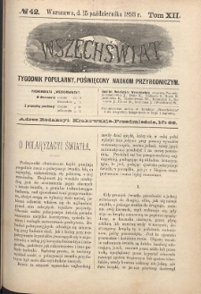 Wszechświat : Tygodnik popularny, poświęcony naukom przyrodniczym, 1893, T. 12, nr 42
