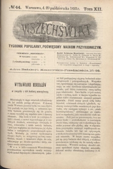 Wszechświat : Tygodnik popularny, poświęcony naukom przyrodniczym, 1893, T. 12, nr 44