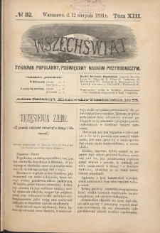 Wszechświat : Tygodnik popularny, poświęcony naukom przyrodniczym, 1894, T. 13, nr 32