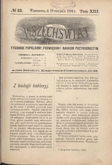 Wszechświat : Tygodnik popularny, poświęcony naukom przyrodniczym, 1894, T. 13, nr 33