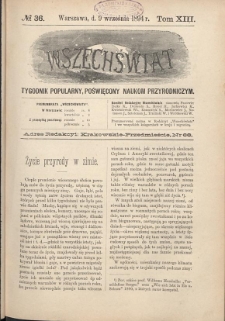 Wszechświat : Tygodnik popularny, poświęcony naukom przyrodniczym, 1894, T. 13, nr 36