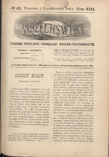 Wszechświat : Tygodnik popularny, poświęcony naukom przyrodniczym, 1894, T. 13, nr 42