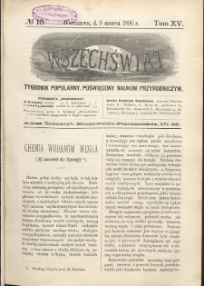 Wszechświat : Tygodnik popularny, poświęcony naukom przyrodniczym, 1896, T. 15, nr 10