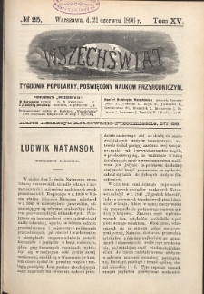 Wszechświat : Tygodnik popularny, poświęcony naukom przyrodniczym, 1896, T. 15, nr 25