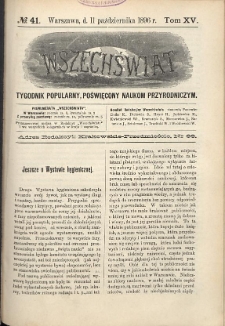 Wszechświat : Tygodnik popularny, poświęcony naukom przyrodniczym, 1896, T. 15, nr 41
