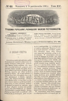 Wszechświat : Tygodnik popularny, poświęcony naukom przyrodniczym, 1896, T. 15, nr 42