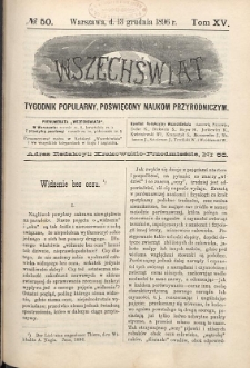 Wszechświat : Tygodnik popularny, poświęcony naukom przyrodniczym, 1896, T. 15, nr 50