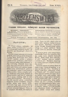 Wszechświat : Tygodnik popularny, poświęcony naukom przyrodniczym, 1899, T. 18, nr 6