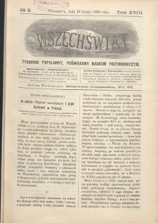 Wszechświat : Tygodnik popularny, poświęcony naukom przyrodniczym, 1899, T. 18, nr 8