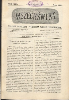 Wszechświat : Tygodnik popularny, poświęcony naukom przyrodniczym, 1904, T. 23, nr 10
