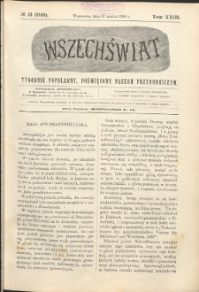 Wszechświat : Tygodnik popularny, poświęcony naukom przyrodniczym, 1904, T. 23, nr 13