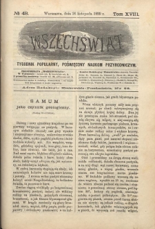 Wszechświat : Tygodnik popularny, poświęcony naukom przyrodniczym, 1899, T. 18, nr 48