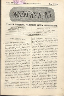 Wszechświat : Tygodnik popularny, poświęcony naukom przyrodniczym, 1904, T. 23, nr 22