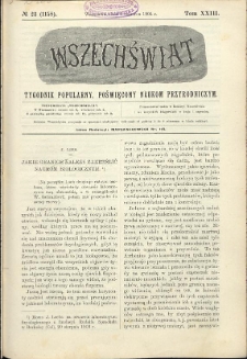 Wszechświat : Tygodnik popularny, poświęcony naukom przyrodniczym, 1904, T. 23, nr 23