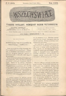 Wszechświat : Tygodnik popularny, poświęcony naukom przyrodniczym, 1904, T. 23, nr 27