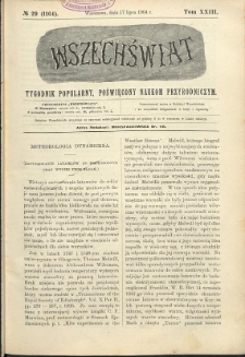 Wszechświat : Tygodnik popularny, poświęcony naukom przyrodniczym, 1904, T. 23, nr 29