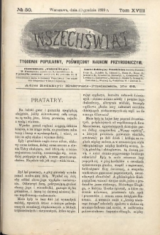 Wszechświat : Tygodnik popularny, poświęcony naukom przyrodniczym, 1899, T. 18, nr 50