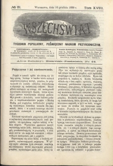 Wszechświat : Tygodnik popularny, poświęcony naukom przyrodniczym, 1899, T. 18, nr 51