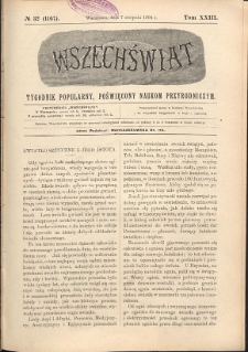 Wszechświat : Tygodnik popularny, poświęcony naukom przyrodniczym, 1904, T. 23, nr 32