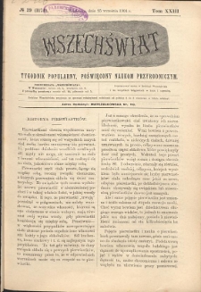 Wszechświat : Tygodnik popularny, poświęcony naukom przyrodniczym, 1904, T. 23, nr 39