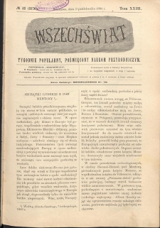 Wszechświat : Tygodnik popularny, poświęcony naukom przyrodniczym, 1904, T. 23, nr 41