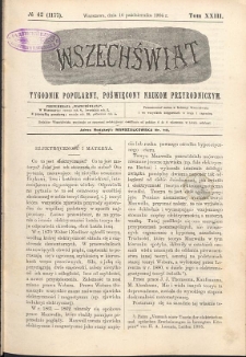 Wszechświat : Tygodnik popularny, poświęcony naukom przyrodniczym, 1904, T. 23, nr 42