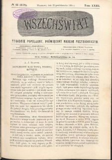 Wszechświat : Tygodnik popularny, poświęcony naukom przyrodniczym, 1904, T. 23, nr 43