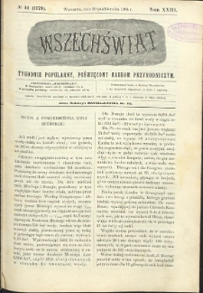 Wszechświat : Tygodnik popularny, poświęcony naukom przyrodniczym, 1904, T. 23, nr 44