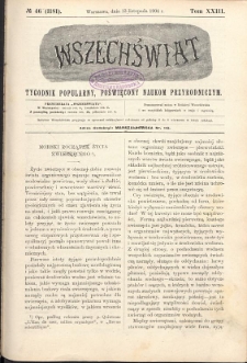 Wszechświat : Tygodnik popularny, poświęcony naukom przyrodniczym, 1904, T. 23, nr 46
