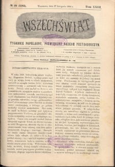 Wszechświat : Tygodnik popularny, poświęcony naukom przyrodniczym, 1904, T. 23, nr 48