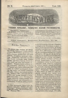 Wszechświat : Tygodnik popularny, poświęcony naukom przyrodniczym, 1901, T. 20, nr 9