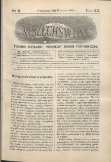 Wszechświat : Tygodnik popularny, poświęcony naukom przyrodniczym, 1901, T. 20, nr 11