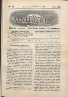Wszechświat : Tygodnik popularny, poświęcony naukom przyrodniczym, 1901, T. 20, nr 12