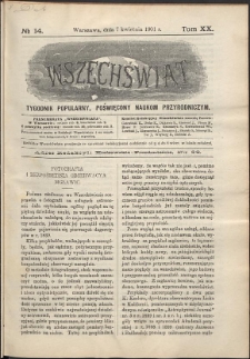 Wszechświat : Tygodnik popularny, poświęcony naukom przyrodniczym, 1901, T. 20, nr 14