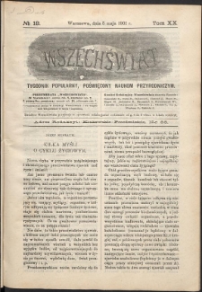 Wszechświat : Tygodnik popularny, poświęcony naukom przyrodniczym, 1901, T. 20, nr 18