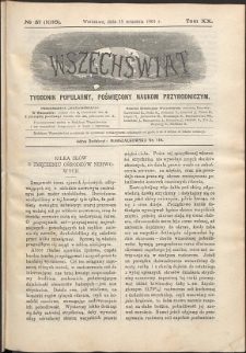Wszechświat : Tygodnik popularny, poświęcony naukom przyrodniczym, 1901, T. 20, nr 37