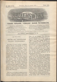 Wszechświat : Tygodnik popularny, poświęcony naukom przyrodniczym, 1901, T. 20, nr 38