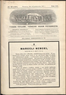 Wszechświat : Tygodnik popularny, poświęcony naukom przyrodniczym, 1901, T. 20, nr 42