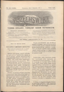 Wszechświat : Tygodnik popularny, poświęcony naukom przyrodniczym, 1901, T. 20, nr 44