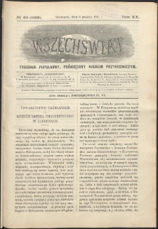 Wszechświat : Tygodnik popularny, poświęcony naukom przyrodniczym, 1901, T. 20, nr 49