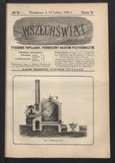 Wszechświat : Tygodnik popularny, poświęcony naukom przyrodniczym, 1886, T. 5, nr 9