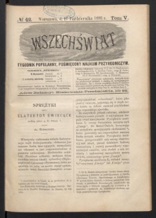 Wszechświat : Tygodnik popularny, poświęcony naukom przyrodniczym, 1886, T. 5, nr 42