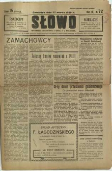 Słowo, 1930. R. 9, nr 72