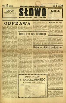 Słowo, 1930. R. 9, nr 39