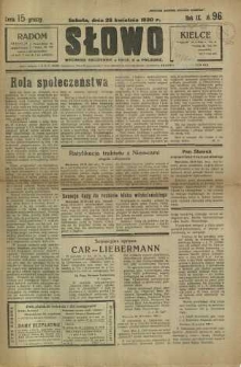 Słowo, 1930. R. 9, nr 96