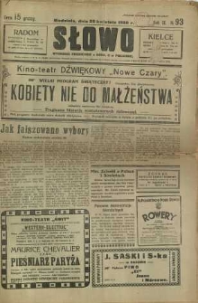 Słowo, 1930. R. 9, nr 93