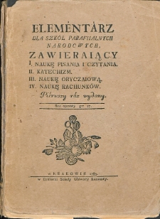 Elementarz dla szk&oacute;ł parafjalnych narodowych z roku 1785