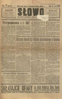 Słowo, 1930. R. 9, nr 231
