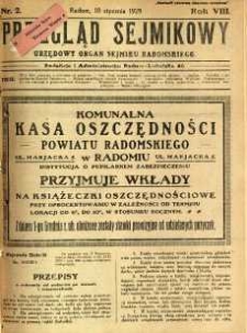 Przegląd Sejmikowy : Urzędowy Organ Sejmiku Radomskiego, 1929, R. 8. nr 2