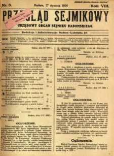 Przegląd Sejmikowy : Urzędowy Organ Sejmiku Radomskiego, 1929, R. 8. nr 3